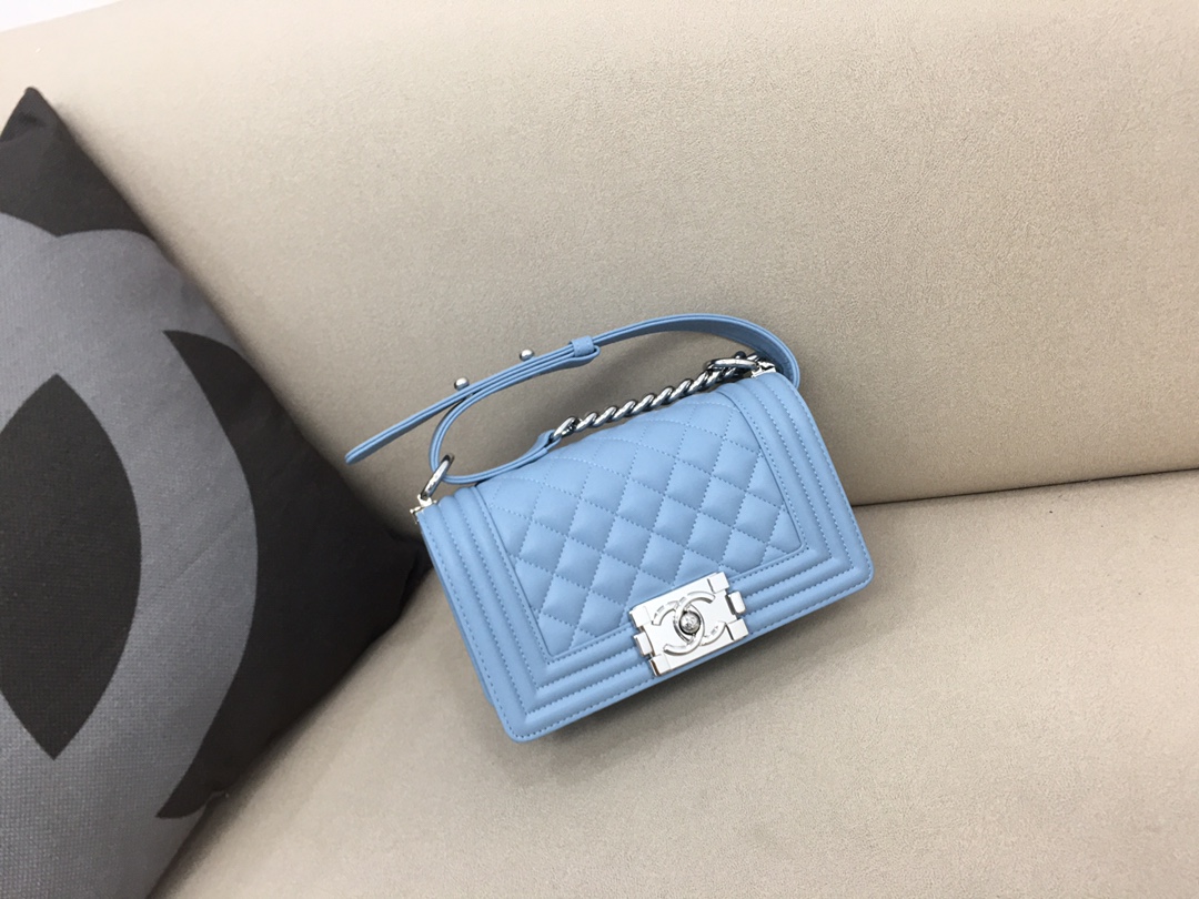 Lambskin Small Boy Handbag Flap Bag A67085 Sky Blue